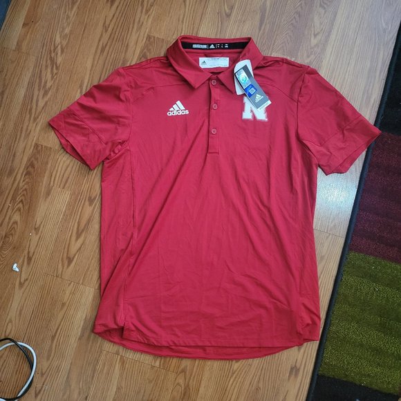 adidas Nebraska CornHuskers Tech Polo Football Coaches Shirt Red GE1731 … - Picture 2 of 10